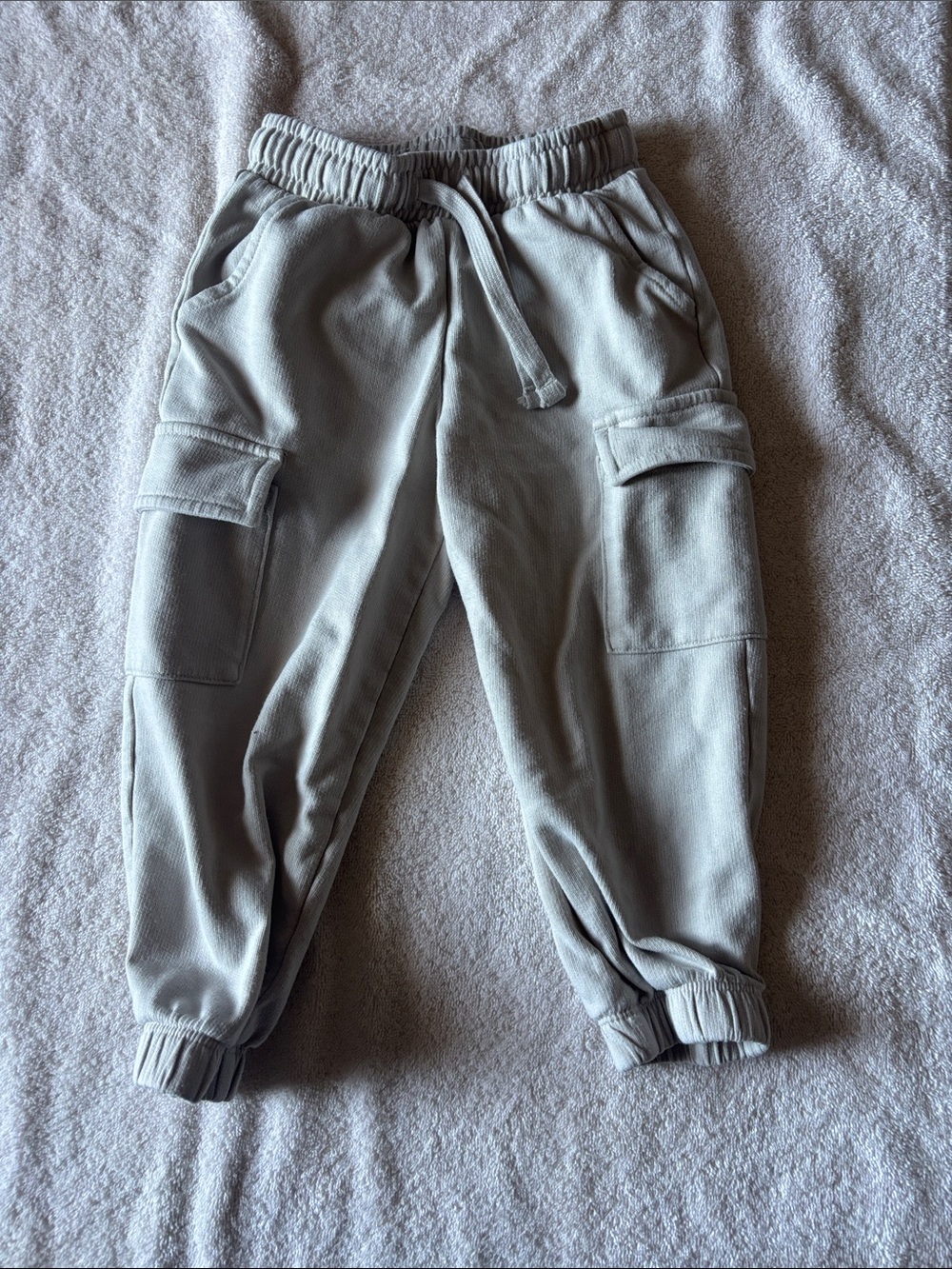 Beige Kids Cargo Joggers